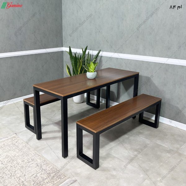 میز ناهار خوری دنا به همراه نیمکت ساخته شده از ام دی اف مرغوب و فلز