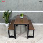 میز ناهار خوری دنا به همراه نیمکت ساخته شده از ام دی اف مرغوب و فلز