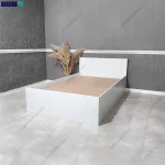 نمای کناری از تخت خواب یک و نیم نفره غزاله طراحی شده در gami no