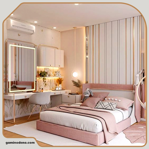 اتاق خواب دخترانه، تخت خواب جدید، تخت خواب رو طبقه، تخت خواب دو نفره