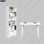 ست میز تحریر و کتابخانه آپارتمانی بلوط