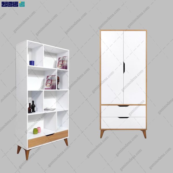 ست کمد و کتابخانه ام دی اف ساده نلین