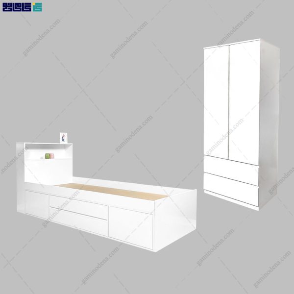 ست کمد و تخت خواب ساده گندم