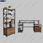 ست میز تحریر و کتابخانه فلزی نیوان