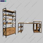 ست میز تحریر و کتابخانه فلزی زلال