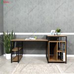 ست میز تحریر و کتابخانه فلزی زلال