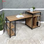 ست میز تحریر و کتابخانه فلزی زلال