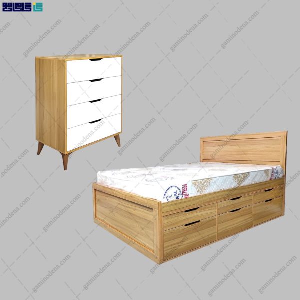 ست تخت خواب و دراور کشودار آریاناز