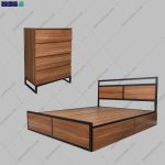 ست تخت خواب و دراور پایه فلزی استوار