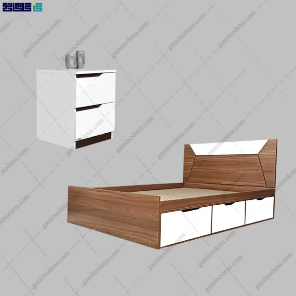 ست تخت خواب و پاتختی کشودار ستاره