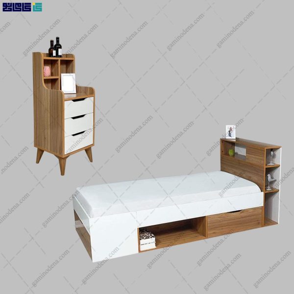 ست تخت خواب و پاتختی آپارتمانی فیروزه