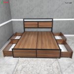 ست تخت خواب و کتابخانه فلزی آسایش