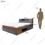 ست تخت خواب و پاتختی کشودار نورا