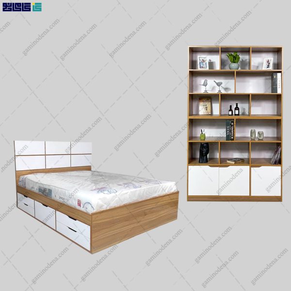 ست تخت خواب و کتابخانه مرسانا برند گامی نو