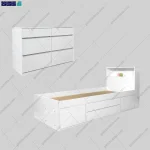 ست تخت خواب و دراور 6 کشو آسنا از گامی نو