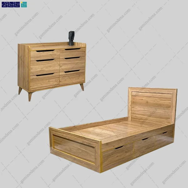 ست تخت خواب و دراور 6 کشو حما از گامی نو